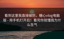 看到这里我直接破防，糖心vlog电脑版 - 用手机打开后！看完你就懂我为什么生气