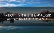 有测试用户先体验 ｜ 糖心vlog在线教学。现在的问题是：到底谁在改