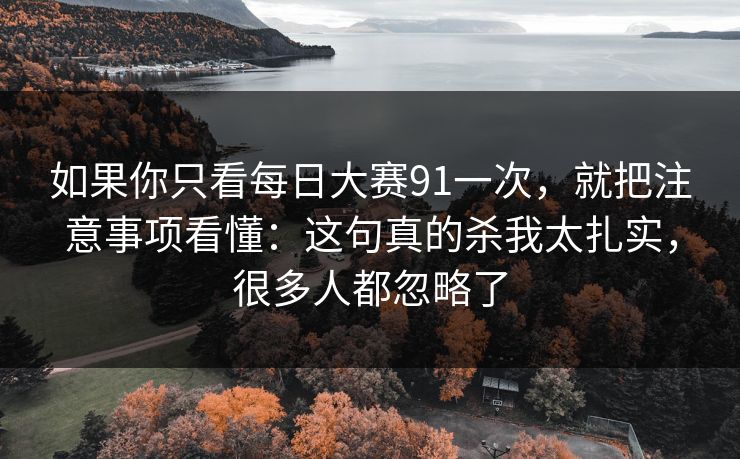 如果你只看每日大赛91一次，就把注意事项看懂：这句真的杀我太扎实，很多人都忽略了  第1张